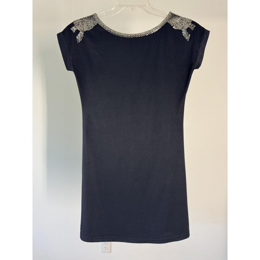 Vtg  Argenti Black with Silver Beaded Mini Elegant Dress Size 4 Cocktail Party